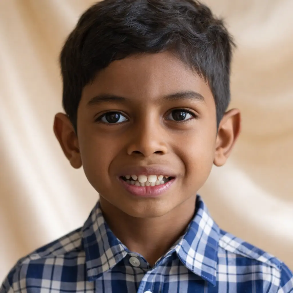 mouth breathing face shape seen in a child with visible facial and dental development changes