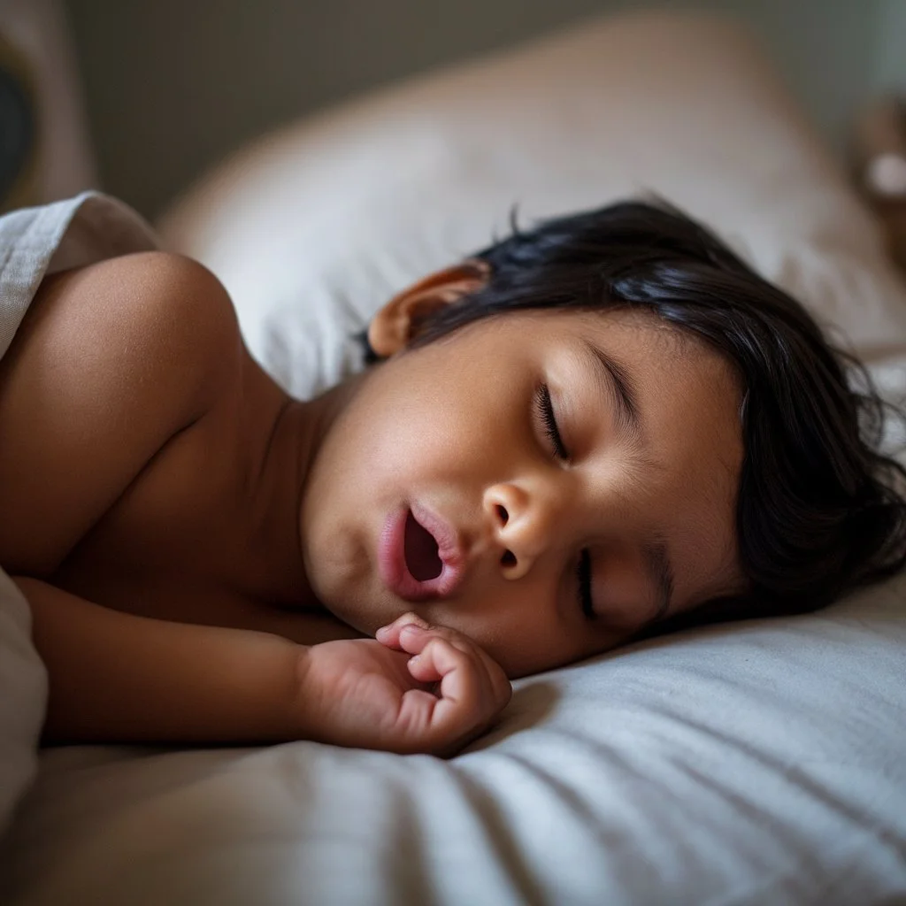 mouth breathing while sleeping shown by a child with open-mouth resting posture