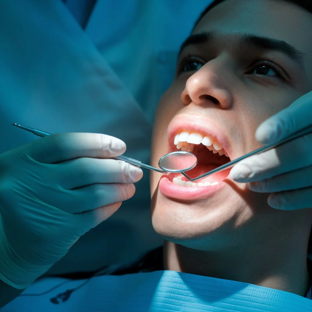 Indian patient undergoing dental examination in clinic highlighting the link between diabetes and gum disease